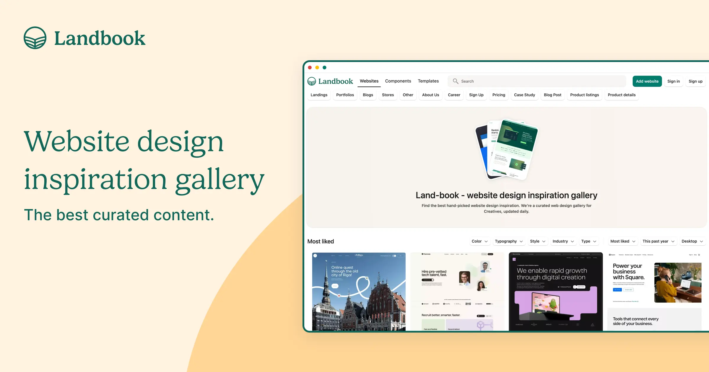 Landbook - website design inspiration gallery